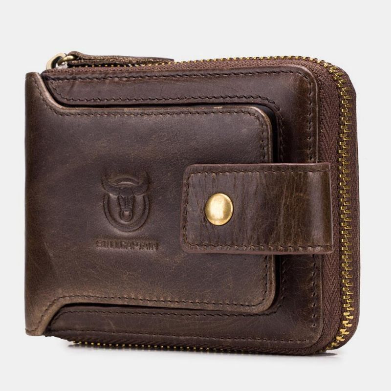 Antimagneettinen Vintage Aito Nahka 11 Korttipaikkaa Kolikkolaukku Vetoketjullinen Lompakko Miehille