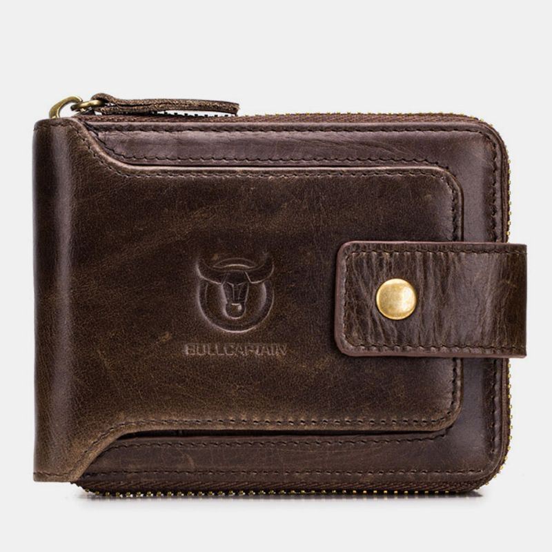 Antimagneettinen Vintage Aito Nahka 11 Korttipaikkaa Kolikkolaukku Vetoketjullinen Lompakko Miehille