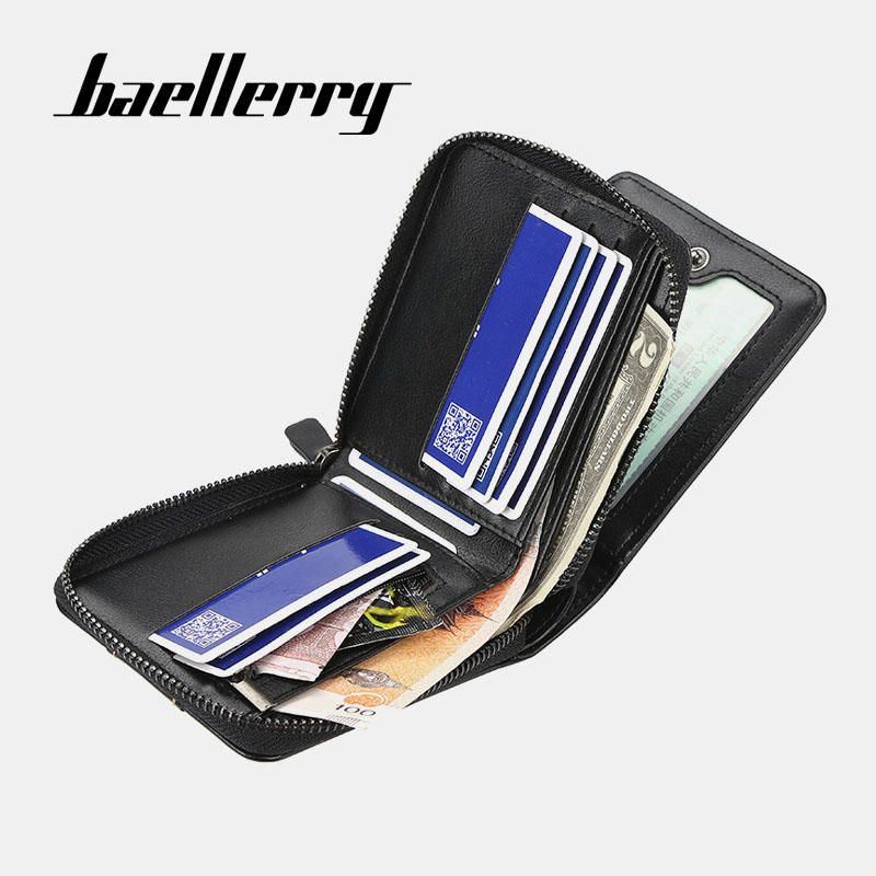 Baellerry Miesten Tekonahkainen Vetoketjullinen Lompakko Kolminkertainen Luova Ajokorttikotelo