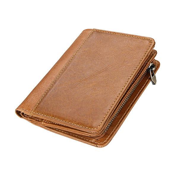 Estävä Miesten Bifold Lompakko Aitoa Nahkaa Vintage Ohut Korttipidike Rahalaukku