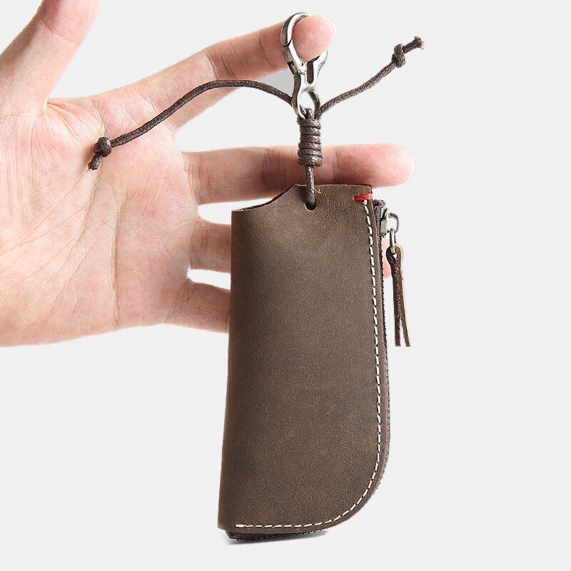 Miesten Aidosta Nahasta Lehmännahkainen Mini Easy Carry Riippuva Auton Avainlaukku Avaimenperälompakko