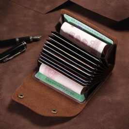 Miesten Aidosta Nahasta Valmistettu Monikorttipaikkakorttipidike Retro Suurikapasiteettinen Urkukorttikotelo Money Clip Lompakot