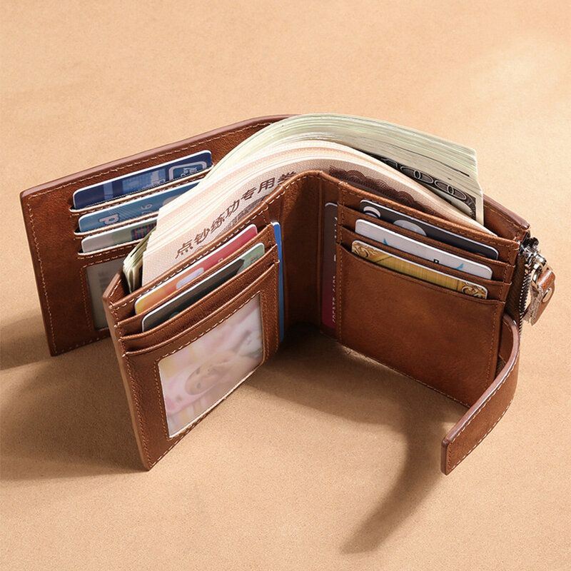 Miesten Aito Nahka Bifold Rfid-esto 18 Korttipaikka Retro Suurikapasiteettinen Taitettava Korttikotelo Lompakko Kolikkokukkaro Ajokorttilompakko