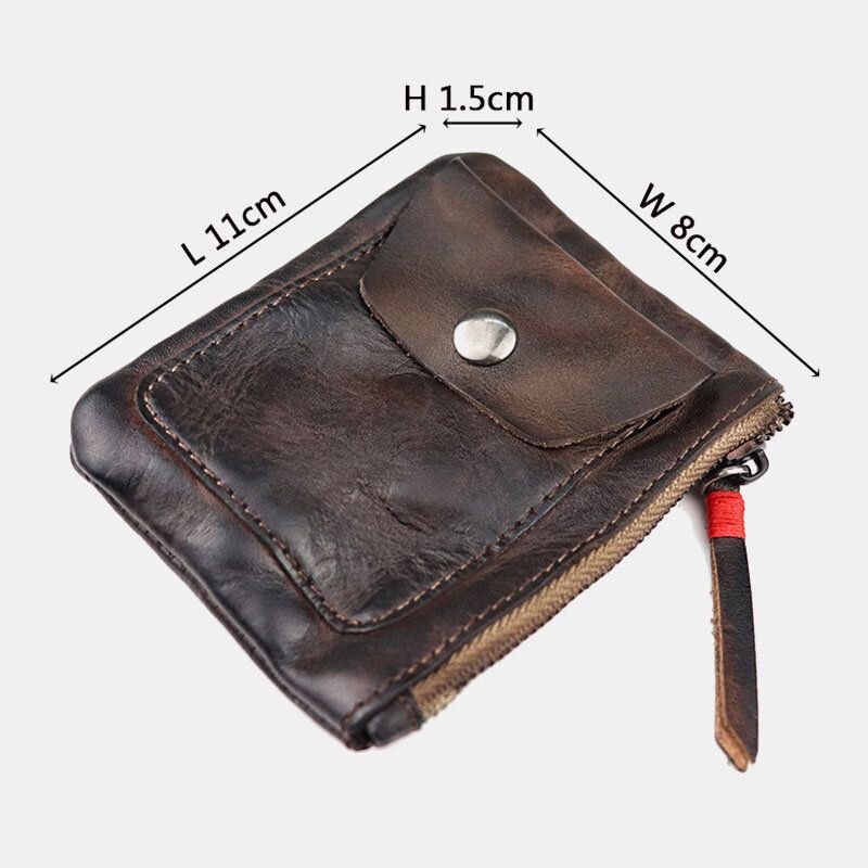 Miesten Aito Nahka Kasvisparkittu Nahka Ohut Vetoketjullinen Lompakko Taitettava Suurikapasiteettinen Korttipidike Money Clip Kolikko Kukkaro