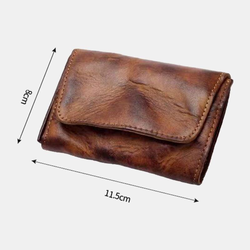 Miesten Aito Nahka Lyhyt Retro Yksinkertainen Korttikotelo Kolikko Kukkaro Money Clip Lehmännahkainen Lompakko