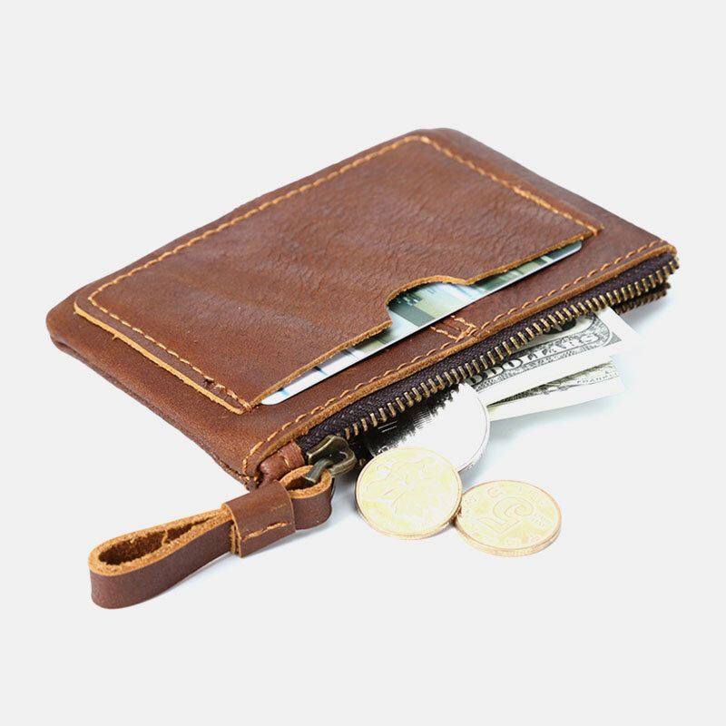 Miesten Aito Nahka Retro Mini Kolikko Kukkaro Lyhyt Vetoketju Lompakko Kytkin Lompakot Korttikotelo