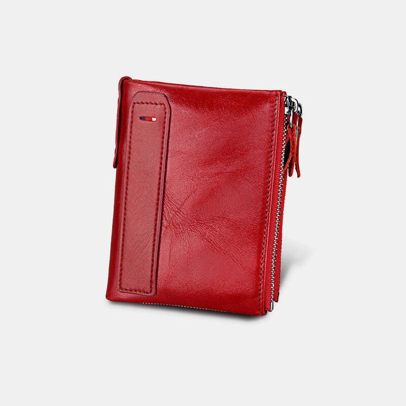 Miesten Aito Nahka Varkaudenesto Monipaikkainen Retro Suuri Vetoketjullinen Korttikotelo