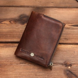 Miesten Aito Nahka Varkaudenesto Retro Business Kestävä Vetoketju Multi Card Slot Korttikotelo Lompakko