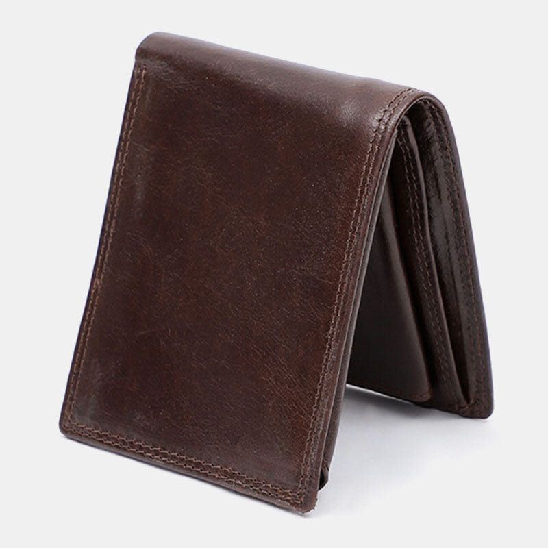 Miesten Aito Nahka Varkaudenesto Vintage Lyhyt Monikorttipaikka Korttikotelo Kolikkokukkaro Bifold Money Clip Lompakot