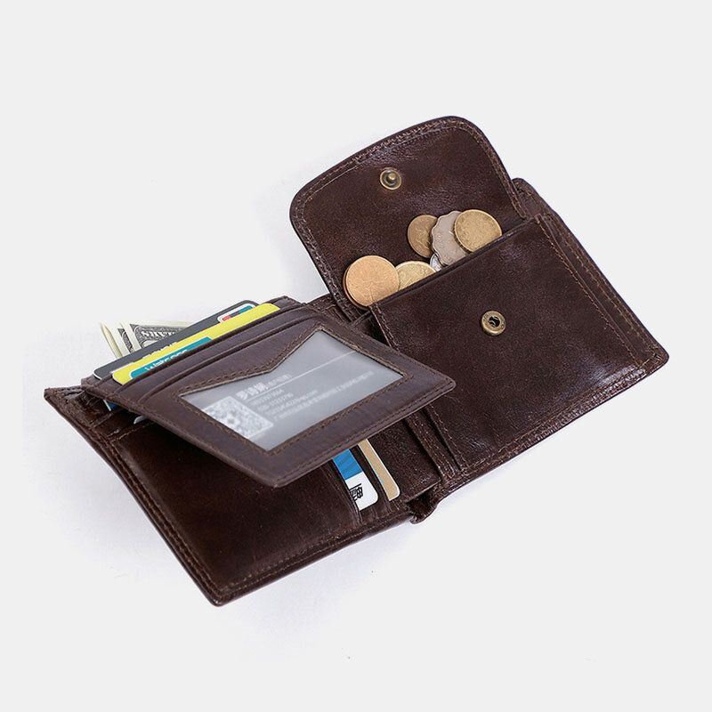 Miesten Aito Nahka Varkaudenesto Vintage Lyhyt Monikorttipaikka Korttikotelo Kolikkokukkaro Bifold Money Clip Lompakot
