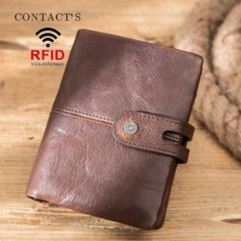 Miesten Aito Nahka Varkaudenesto Vintage Retro Business Multi Card Slot Nahkainen Korttikotelo Lompakko