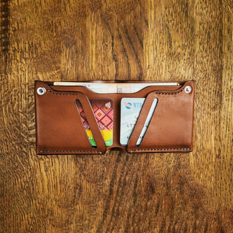 Miesten Aitoa Nahkaa Bifold Retro Short Money Clip Card -pidike Kolikko Kukkaro Lompakko
