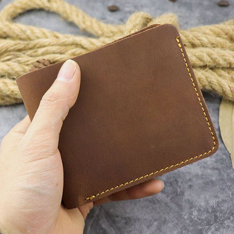 Miesten Aitoa Nahkaa Oleva Bifold Lyhyt Monikorttipaikkakorttikotelo Money Clip Lompakko