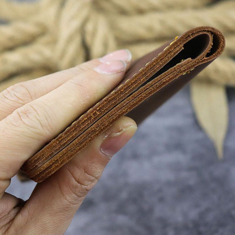 Miesten Aitoa Nahkaa Oleva Bifold Lyhyt Monikorttipaikkakorttikotelo Money Clip Lompakko