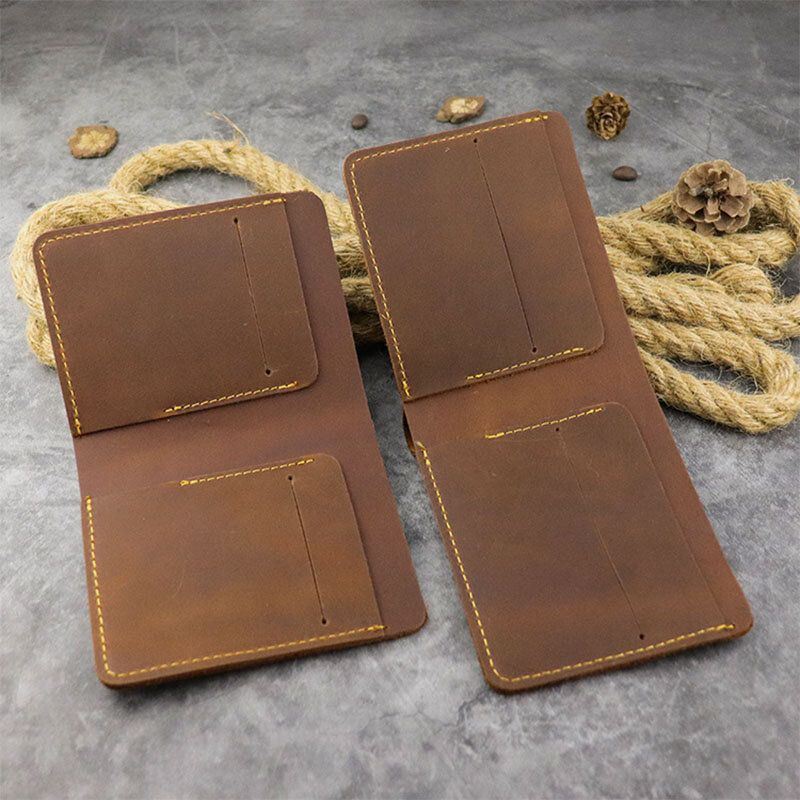 Miesten Aitoa Nahkaa Oleva Bifold Lyhyt Monikorttipaikkakorttikotelo Money Clip Lompakko