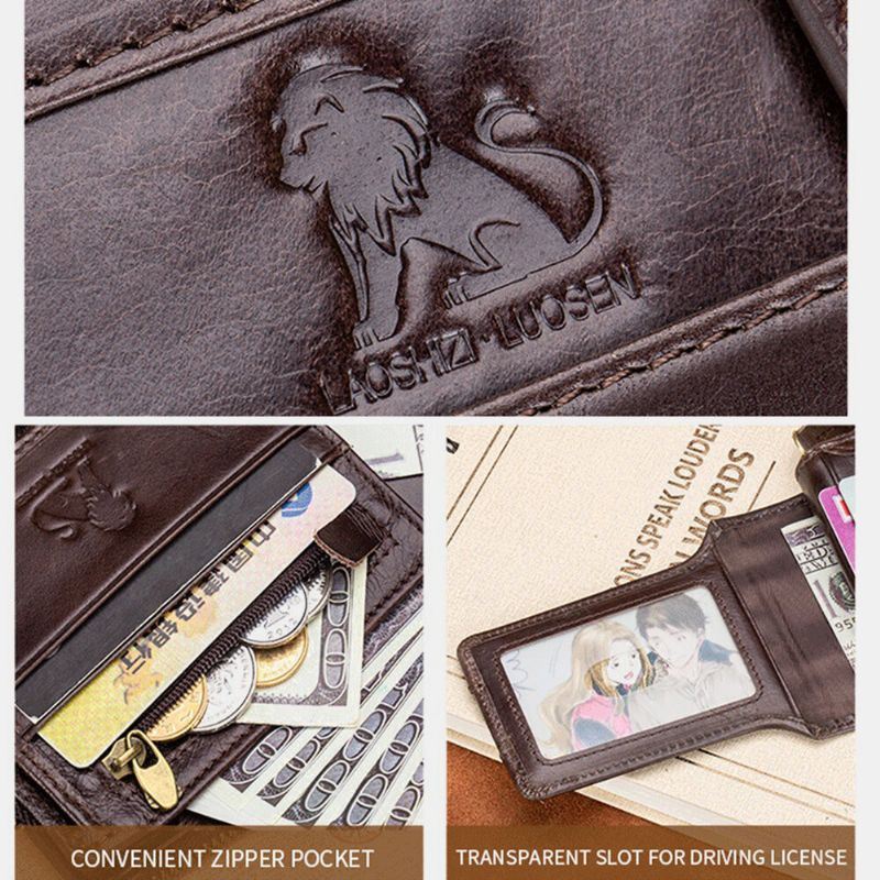 Miesten Aitoa Nahkaa Oleva Bifold Suuri Kapasiteetti Varkaudenesto 12 Korttipaikkaa Korttipidike Kolikkokukkaro Money Clip Lompakko