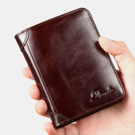 Miesten Aitoa Nahkaa Oleva Retro Bifold Paksu Varkaudenesto Korttikotelo Kolikkokukkaro Rahaklipsi Lehmännahkainen Lompakko