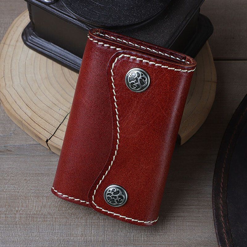 Miesten Aitoa Nahkaa Oleva Retro Easy Carry Monitoiminen Auton Avaimenperä Avainkotelo Lompakko