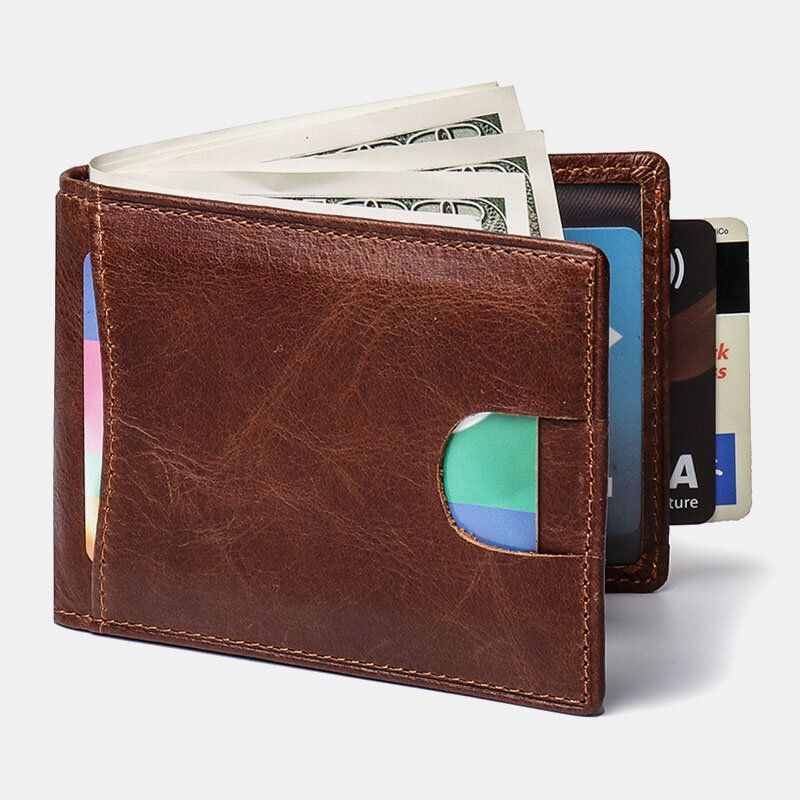 Miesten Aitoa Nahkaa Vintage Business Lehmännahkainen Monikorttipaikka Money Clip Korttikotelo Lompakko