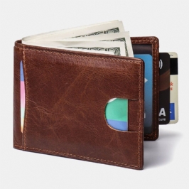 Miesten Aitoa Nahkaa Vintage Business Lehmännahkainen Monikorttipaikka Money Clip Korttikotelo Lompakko