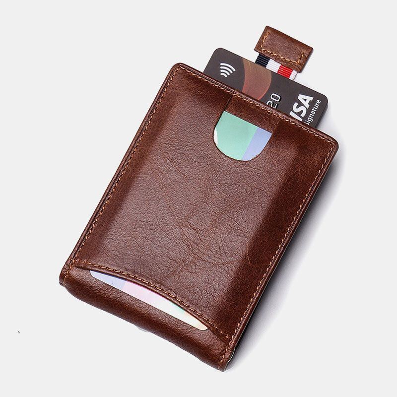 Miesten Aitoa Nahkaa Vintage Business Lehmännahkainen Monikorttipaikka Money Clip Korttikotelo Lompakko