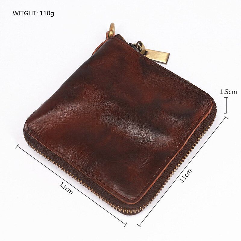 Miesten Aitoa Nahkaa Vintage Lyhyt Distressed Taittuu Vetoketju Korttikotelo Kolikko Kukkaro Money Clip Lompakko