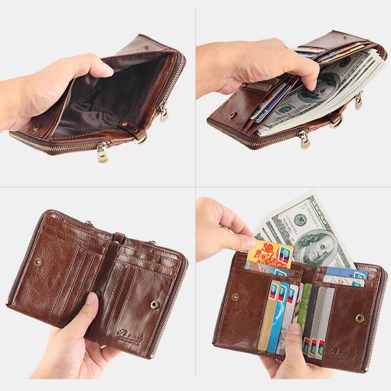 Miesten Bifold Aitoa Nahkaa Monikorttipaikka Korttipidike Varkaudenesto Lyhyt Ajokortti Lompakko Kolikkokukkaro