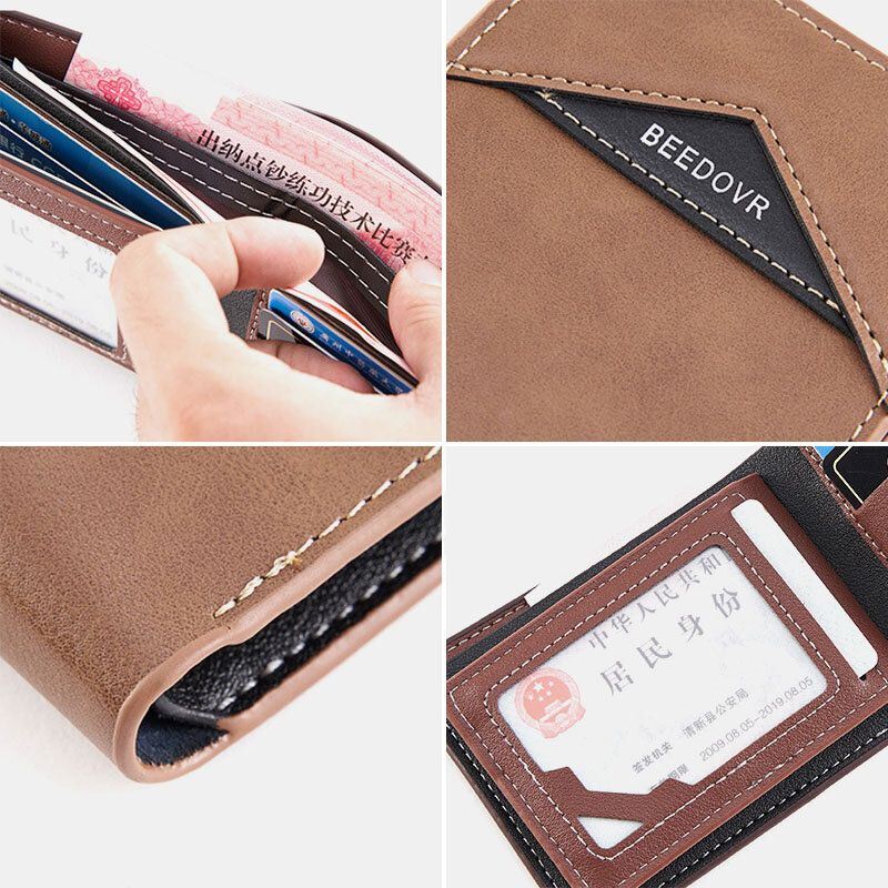 Miesten Bifold Lyhyt Antimagneettinen Lompakko Vintage Monikorttipaikka Korttipidike Rahaklipsi