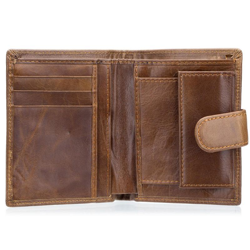 Miesten Bifold Lyhyt Lompakko Vintage Aitoa Nahkaa Monikorttipaikka Korttikotelo Hasp Kolikkolaukku