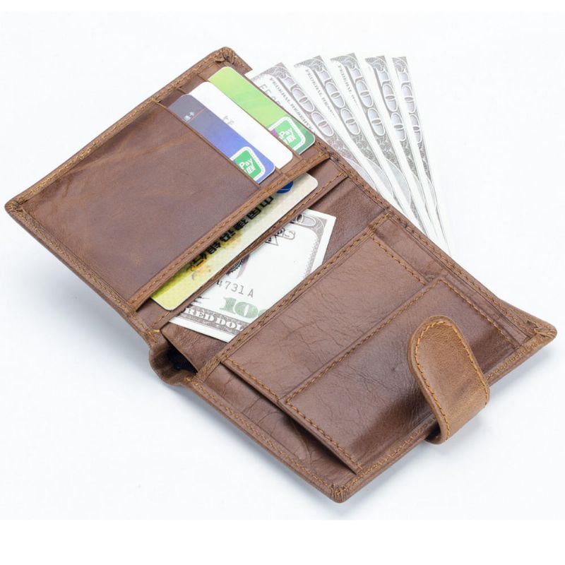 Miesten Bifold Lyhyt Lompakko Vintage Aitoa Nahkaa Monikorttipaikka Korttikotelo Hasp Kolikkolaukku
