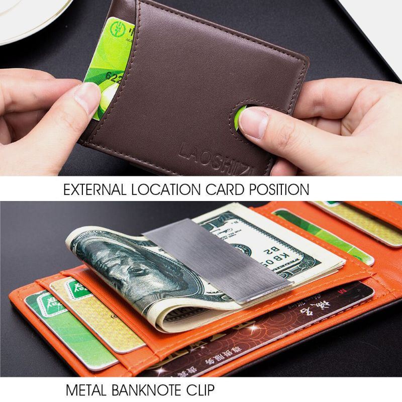 Miesten Bifold Nahkalompakot Varkaudenestoharja Monikorttipaikka Korttipidike Kolikkokukkaro Lehmännahkaiset Lompakot