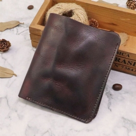 Miesten Bifold Pystysuora Lehmännahkainen Taitettava Lompakko Retro Monikorttipaikka Korttipidike Rahaklipsi Mini Kolikkokukkaro
