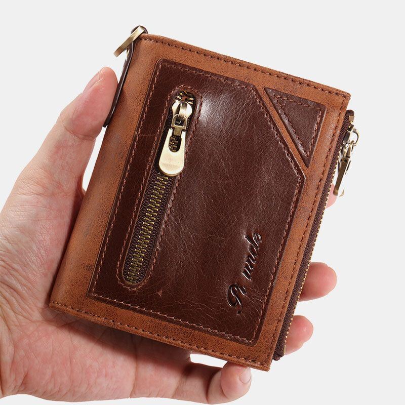 Miesten Bifold Varkaudenesto Aitoa Nahkaa Lompakot Lyhyet Suuri Tilavuus Monikorttipaikka Korttipidike Kolikko Kukkaro Money Clip