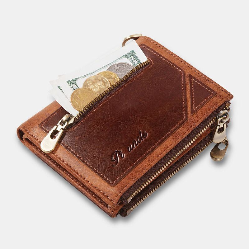 Miesten Bifold Varkaudenesto Aitoa Nahkaa Lompakot Lyhyet Suuri Tilavuus Monikorttipaikka Korttipidike Kolikko Kukkaro Money Clip