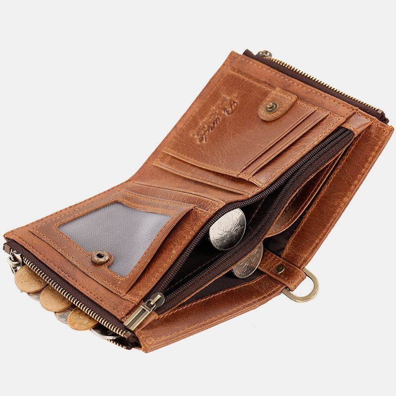 Miesten Bifold Varkaudenesto Aitoa Nahkaa Lompakot Lyhyet Suuri Tilavuus Monikorttipaikka Korttipidike Kolikko Kukkaro Money Clip