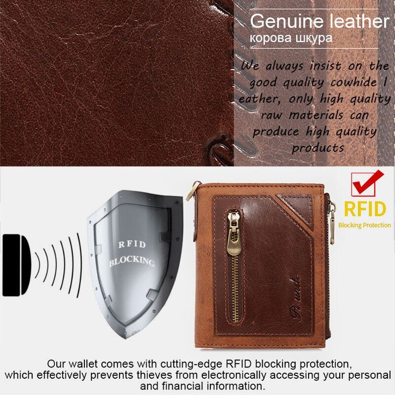 Miesten Bifold Varkaudenesto Aitoa Nahkaa Lompakot Lyhyet Suuri Tilavuus Monikorttipaikka Korttipidike Kolikko Kukkaro Money Clip