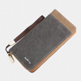 Miesten Canvas Bifold Pitkä Multi-slot-korttikotelo Puhelinpidike Lompakko Kukkaro