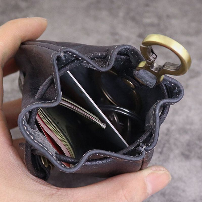 Miesten Hankausväri Aitoa Nahkaa Monitoimiset Kytkinlompakot Mini Money Clip Kolikkokukkaro Avaimenperä Lompakko