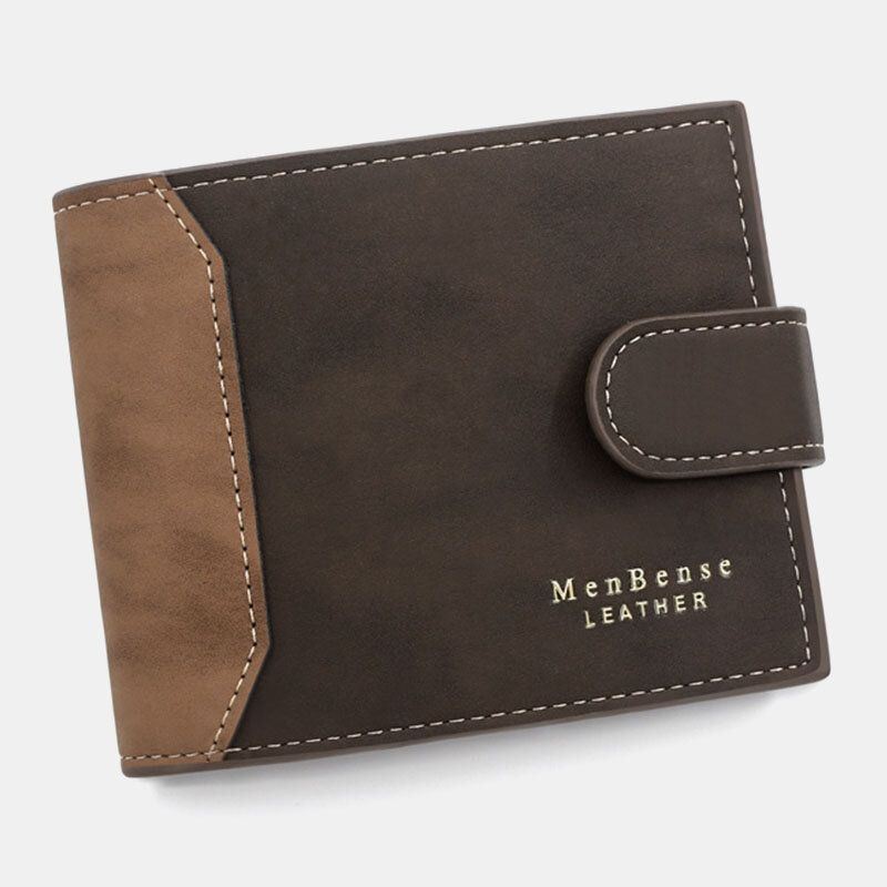 Miesten Keinonahka Väri Vastaava Monikortti Lyhyt Lompakko Muoti Hasp Bifold Money Clip Kolikkokukkaro