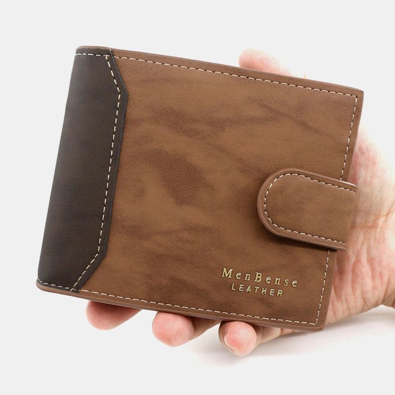 Miesten Keinonahka Väri Vastaava Monikortti Lyhyt Lompakko Muoti Hasp Bifold Money Clip Kolikkokukkaro