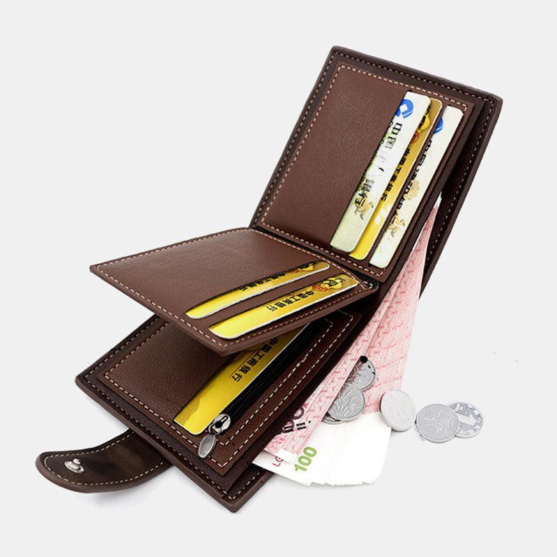 Miesten Keinonahka Väri Vastaava Monikortti Lyhyt Lompakko Muoti Hasp Bifold Money Clip Kolikkokukkaro