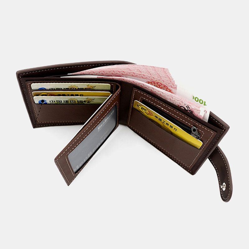 Miesten Keinonahka Väri Vastaava Monikortti Lyhyt Lompakko Muoti Hasp Bifold Money Clip Kolikkokukkaro