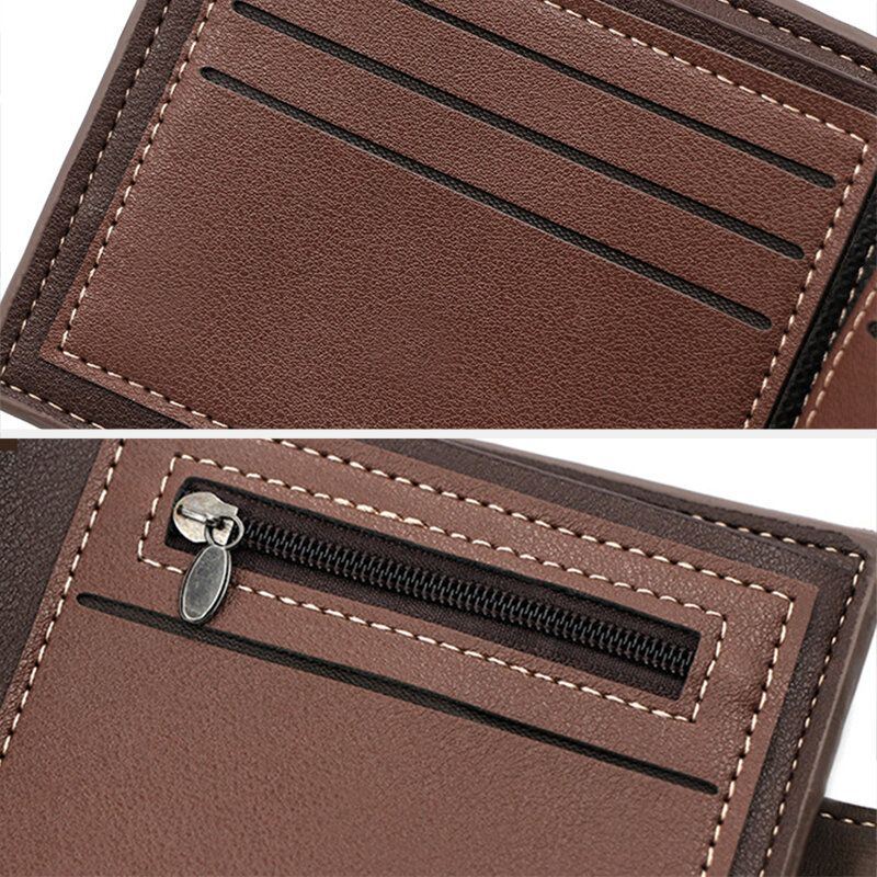 Miesten Keinonahka Väri Vastaava Monikortti Lyhyt Lompakko Muoti Hasp Bifold Money Clip Kolikkokukkaro