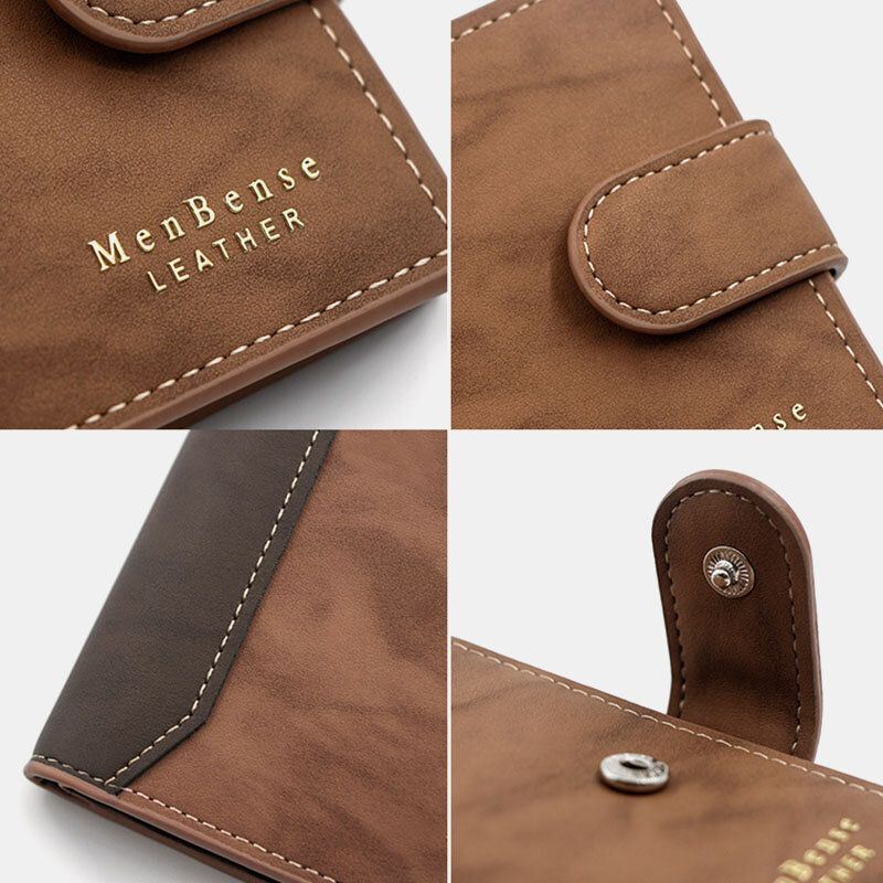 Miesten Keinonahka Väri Vastaava Monikortti Lyhyt Lompakko Muoti Hasp Bifold Money Clip Kolikkokukkaro