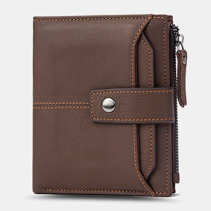 Miesten Lyhyt Bifold Estävä Lompakko Retro Casual Monikorttipaikka Korttikotelo Lehmännahkainen Ajokorttilompakko