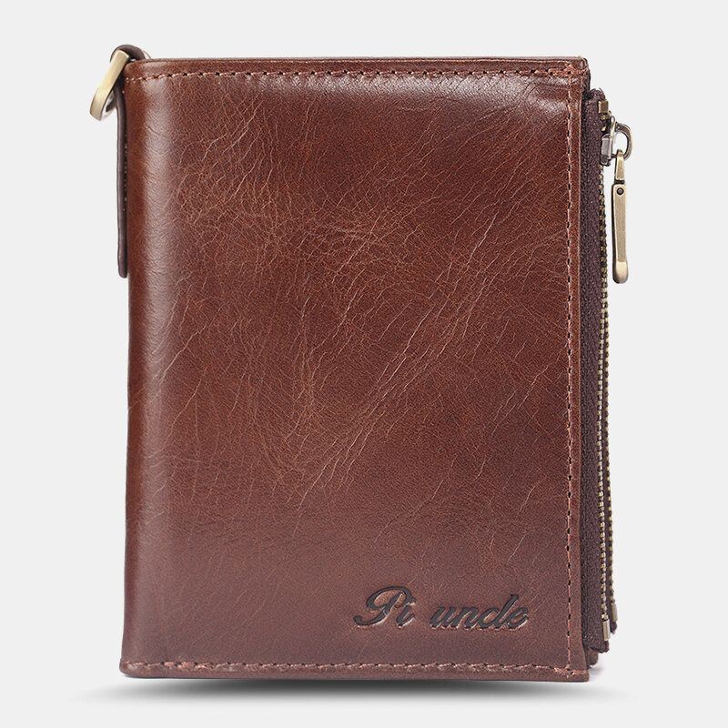 Miesten Lyhyt Bifold Estävä Minimalistinen Lompakko Retro Multi-card Slot Korttikotelo Lehmännahkainen Ajokorttilompakko