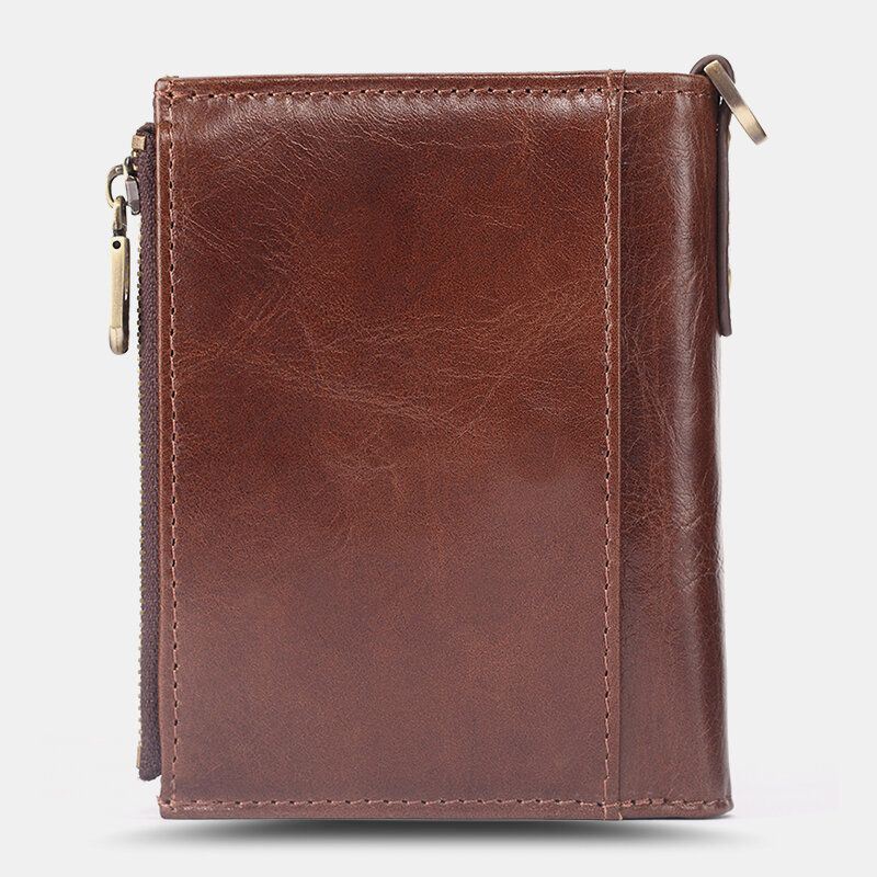 Miesten Lyhyt Bifold Estävä Minimalistinen Lompakko Retro Multi-card Slot Korttikotelo Lehmännahkainen Ajokorttilompakko