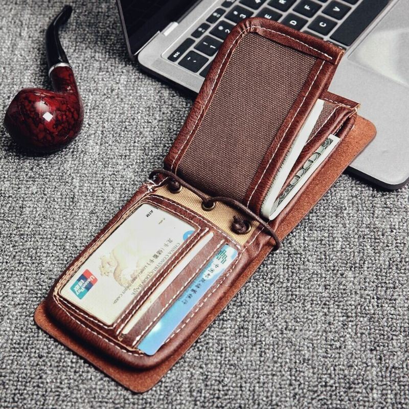 Miesten Monikäyttöinen Lompakko Vintage Bifold Lyhyt Monikorttipaikka Korttipidike Kolikko Kukkaro Rahapidike