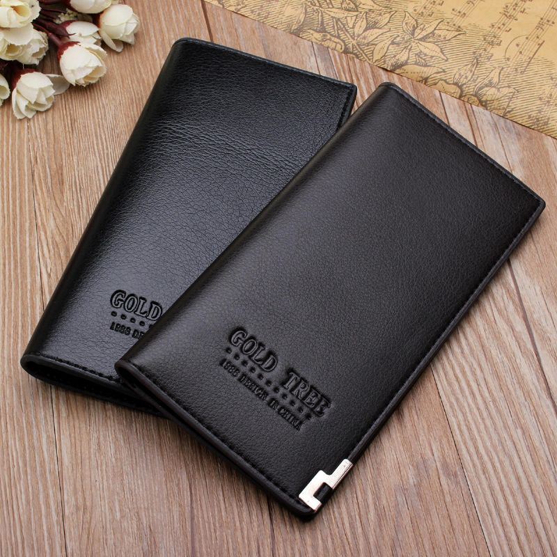 Miesten Ohut Nahkainen Pitkä Lompakko Bifold Clutch -luottokorttipidike Kolikkolaukku