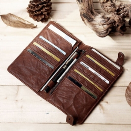 Miesten Pitkä Bifold Vintage Lompakko Monikorttipaikka Korttikotelo Puhelinlaukku Kukkaro Kytkimet Laukku